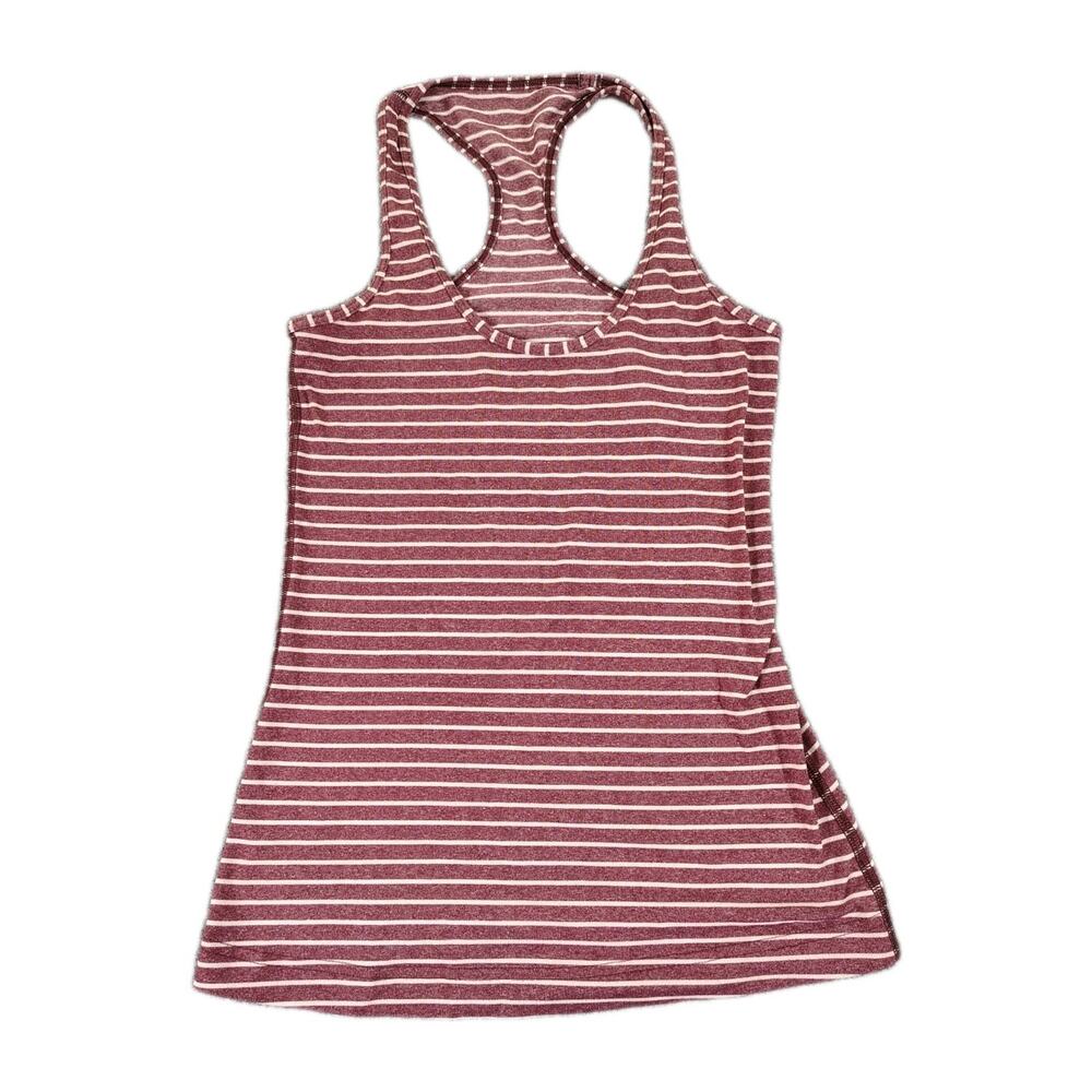 Lululemon Tank Top Women's 4 Maroon Stretch Racer-Back Striped Athleisure Yoga